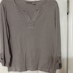 Chico's Brown and White Striped Long Sleeve and will turn up.